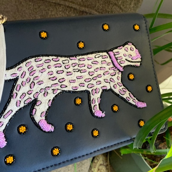 Authentic KATE SPADE leather Cheetah embellished flap magnetic snap Crosby - Picture 8 of 12